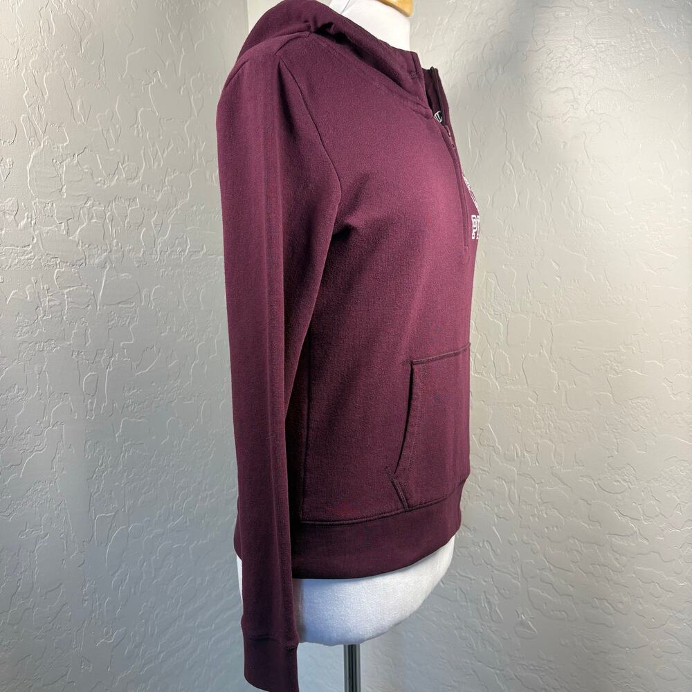 Y2K Vintage Victoria’s Secret PINK Hoodie Burgundy Quarter Zip Pullover M Logo - Picture 5 of 10